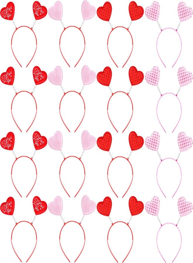 Restroma 16 Pcs Valentine Headbands Love Heart Antenna Hair Headpiece Red Heart Bopper for Women Girls Valentines Party Decor Photo Props - Image 1